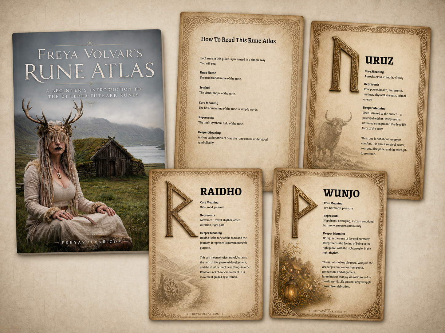 Preview pages from Freya Volvar&rsquo;s Rune Atlas PDF